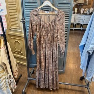 In Loom Raglan Sleeve Dusty Olive Floral Button Maxi Dress